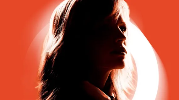 Silhouetted profile of a person facing right, backlit by warm orange and white lighting against an ochre background.
