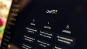 Photo of a computer screen showing the ChatGPT interface.